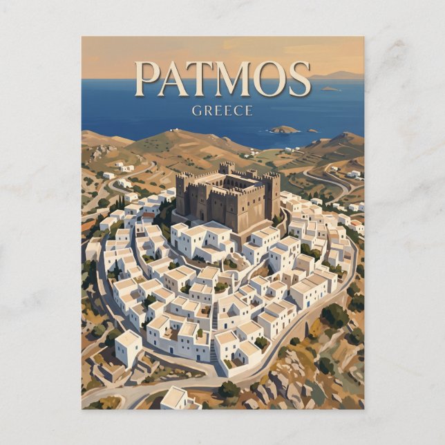 Postal Patmos Chora Grecia (Anverso)