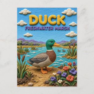 Postal Pato, Arte de Arcilla de Marisma de Agua Dulce