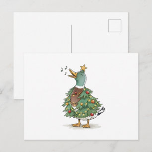 Postal Pato Cantando Árbol de Navidad para Amor de Fiesta