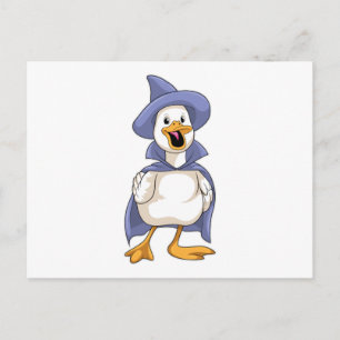 Postal Pato como bruja con sombrero