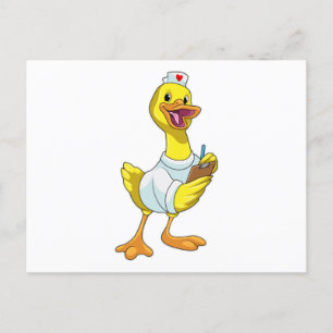 Postal Pato como enfermera con corazón