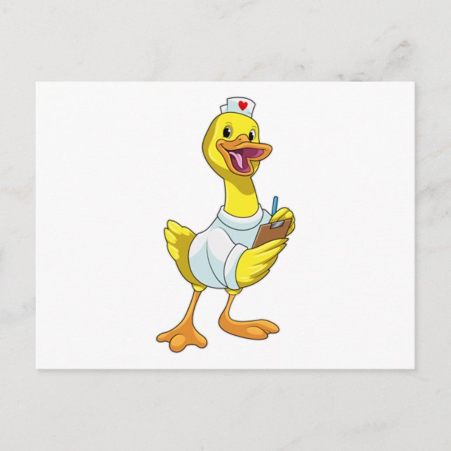 Postal Pato como enfermera con corazón (Anverso)