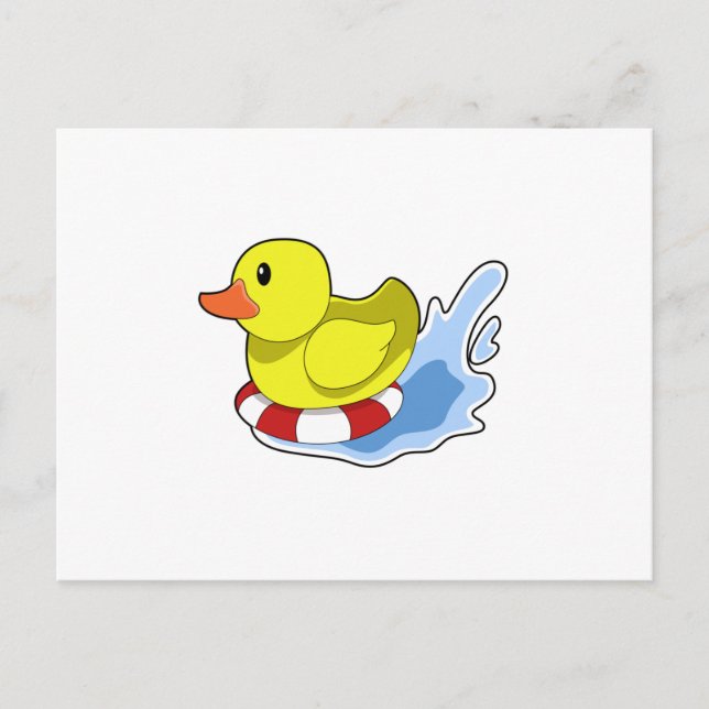 Postal Pato con anillo de natación en el agua.PNG (Anverso)