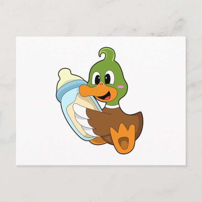 Postal Pato con botella de leche (Anverso)