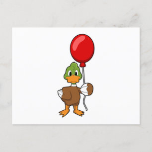 Postal Pato con globo