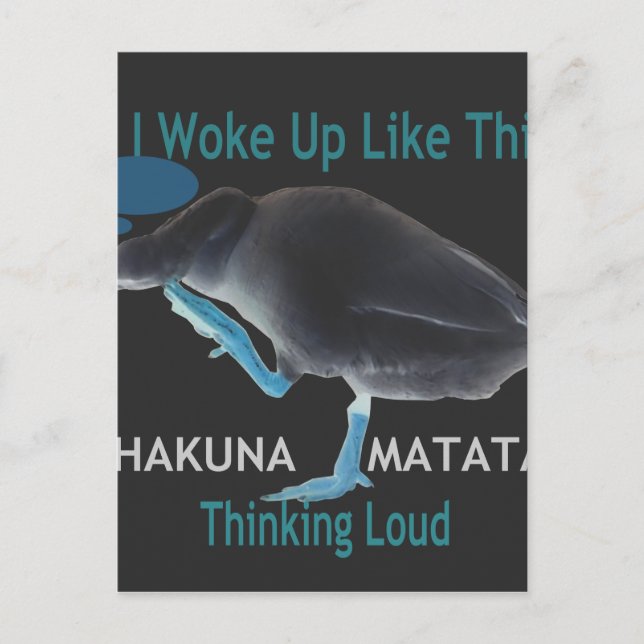 Postal Pato con me desperté así y Hakuna Matata texto (Anverso)