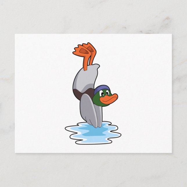 Postal Pato con parada de manos en el agua.PNG (Anverso)