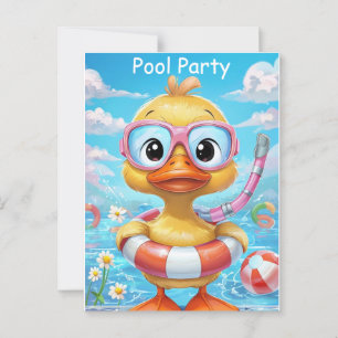 Postal Pato de Fiesta de piscina personalizado con tubo d