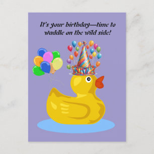 Postal Pato de goma alegre Cumpleaños divertido y extrava
