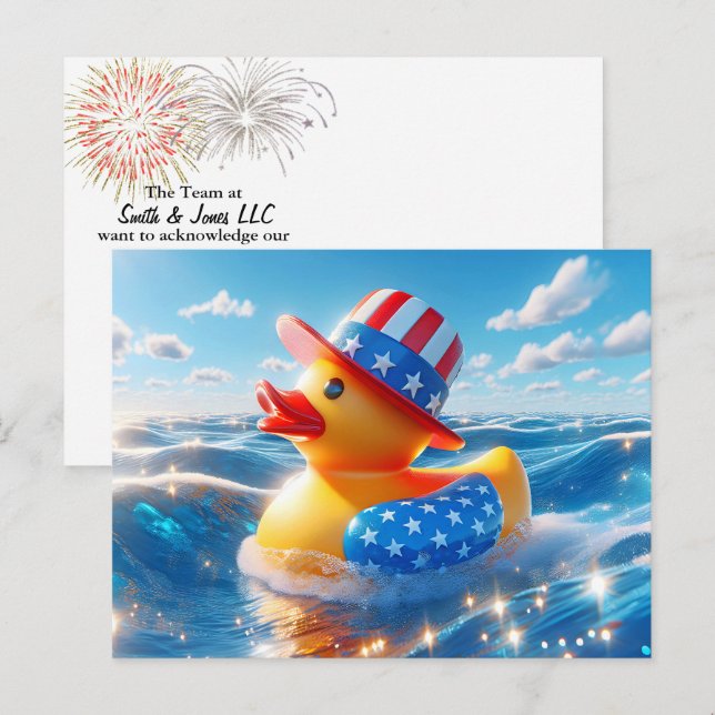 Postal Pato de goma amarillo patriota americano (Anverso / Reverso)