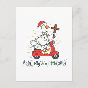 Postal Pato de Navidad divertido Holy Jolly y un ganso to