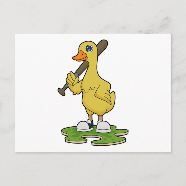 Postal Pato en béisbol con bate de béisbol (Anverso)