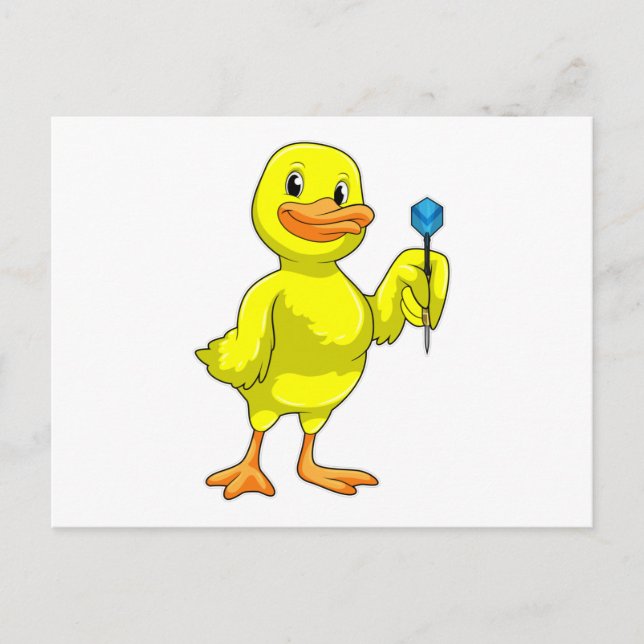 Postal Pato en Darts con Dart (Anverso)