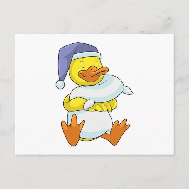Postal Pato en Durmiendo con Gorro de Dormir (Anverso)