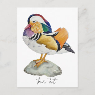 Postal Pato mandarín acuarela