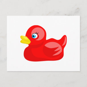 Postal Pato rojo de goma