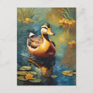 Postal Pato Tranquilo Sobre Una Pintura Artística De Colc