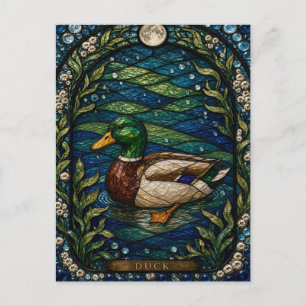 Postal Pato, vidrio emplomado de lirio de pantano