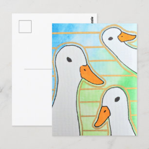 Postal Patos blancos geométricos modernos