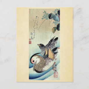Postal Patos de mandarín de Ando, Hiroshige Ukiyoe