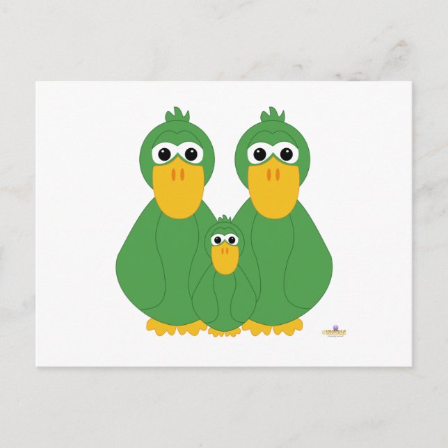 Postal Patos Verdes Y Bebés (Anverso)