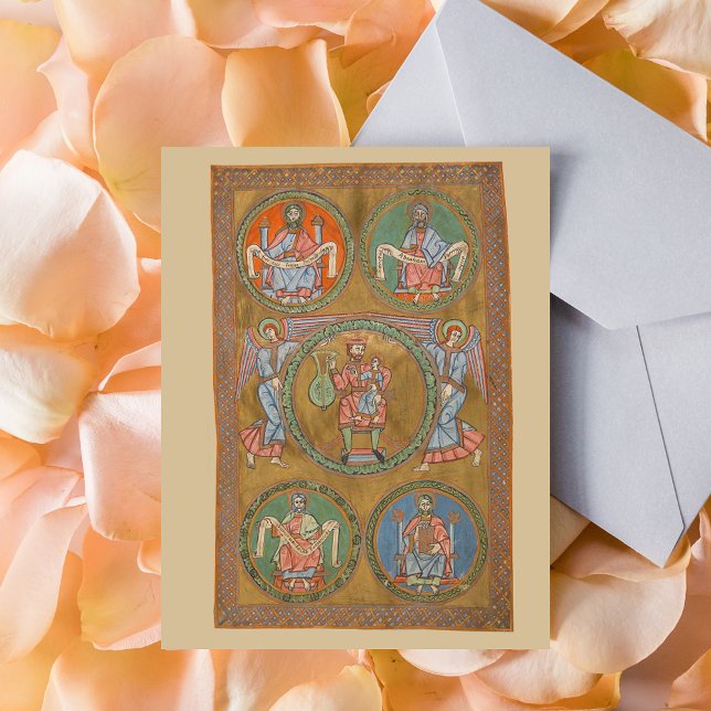 Postal Patriarcas Abraham Isaac Jacob Manuscript Medieval (Patriarchs Abraham Isaac Jacob Medieval Manuscript Crhistian Old Testament Postcard)