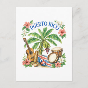 Postal Patrimonio Musical de Puerto Rico Arte Vintage