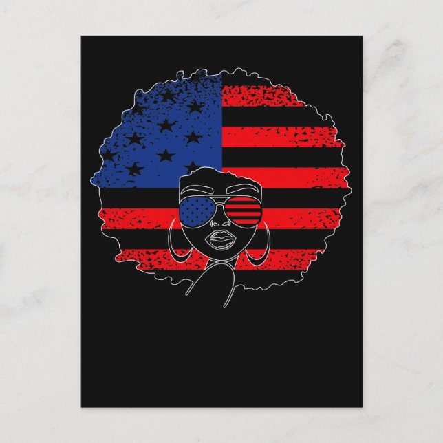 Postal Patriotic African American Woman 4th of July (Anverso)