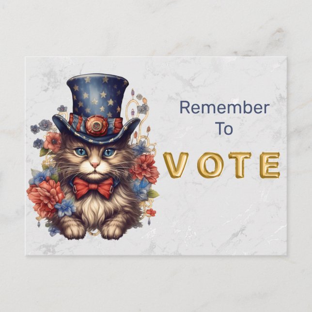 Postal Patriotic Americana Cat Vote (Anverso)
