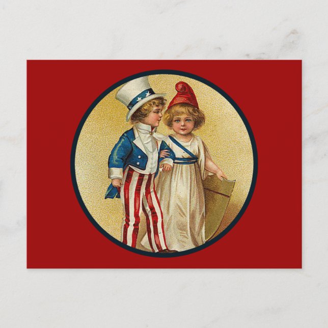 Postal Patriotic_Boy y Girl_Postcard (Anverso)