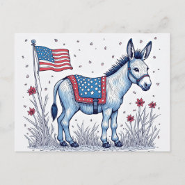 Postal Patriotic Donkey Illustration Vote