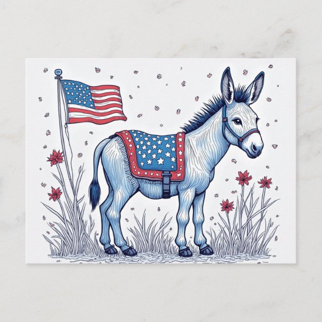Postal Patriotic Donkey Illustration Vote (Anverso)