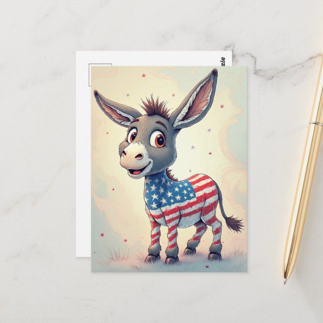 Postal Patriotic Flag Donkey Vote (Anverso/Reverso In Situ)