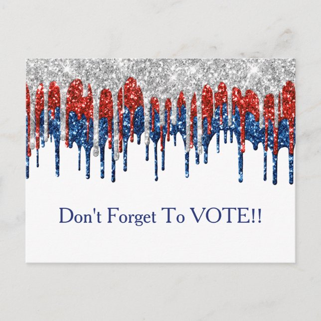Postal Patriotic Glitter Drip Border Vote Reminder (Anverso)