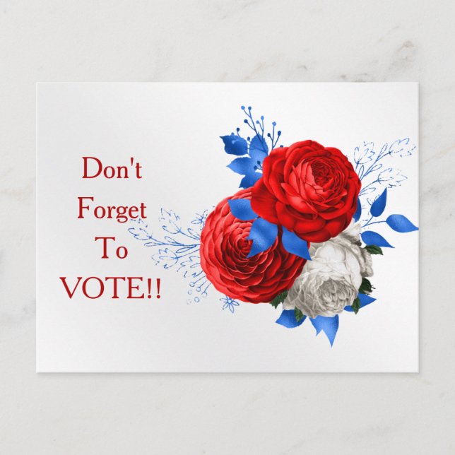 Postal Patriotic Red Rose Bouquet Vote Reminder (Anverso)