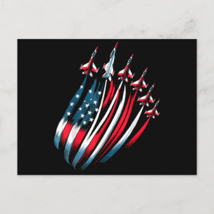 Postal Patriotic USA Flag Fighter Jets Boys 4 de julio