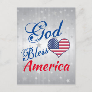 Postal Patriotic USA Heart God Bless America