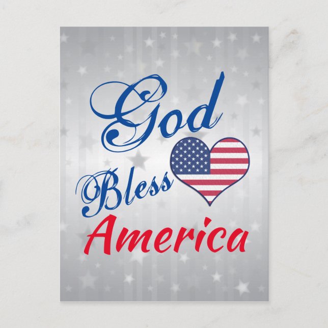 Postal Patriotic USA Heart God Bless America (Anverso)