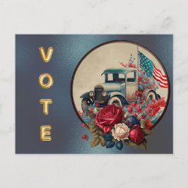 Postal Patriotic Vintage Truck Vote