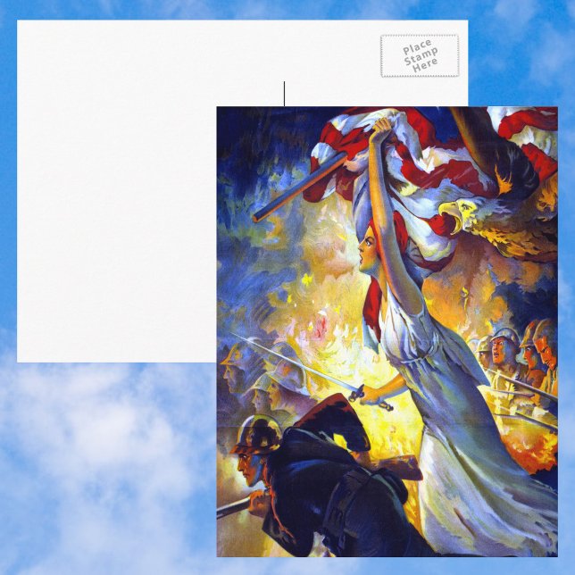 Postal Patriótica de la Vintage Libertad Bandera American (Subido por el creador)