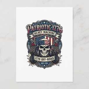 Postal Patriótico 1776 Camión Monstruo Cráneo Fuera de Ca