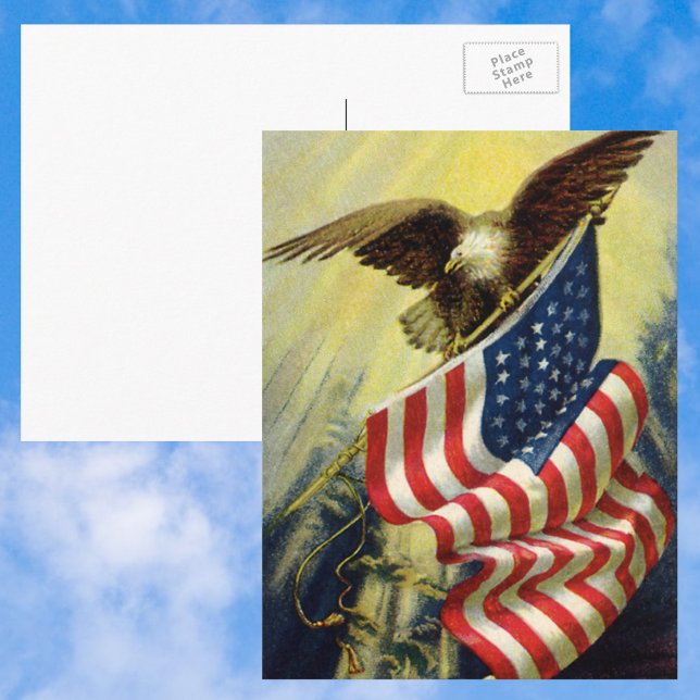 Postal Patriotismo vintage, Bandera Patriótica Estadounid (Subido por el creador)