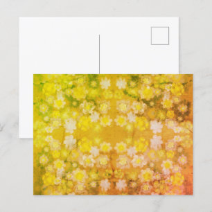 Postal Patrón abstracto floral retro de acuarela salada