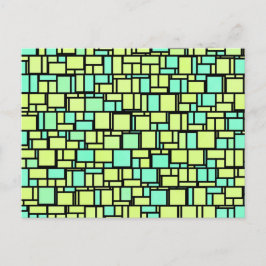 Postal Patrón amarillo verde geométrico