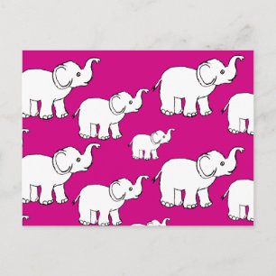Postal Patrón animal rosado Personalizado Elefante