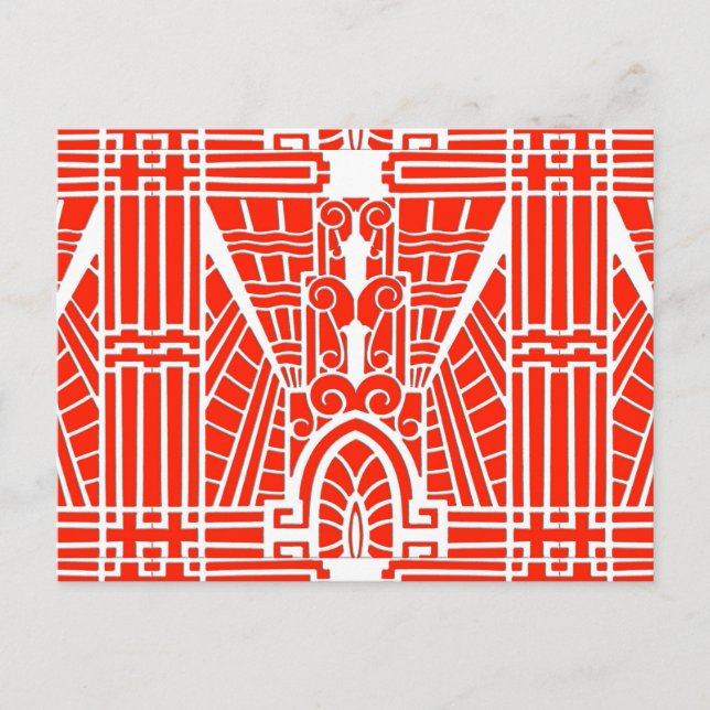 Postal Patrón arquitectónico deco, Naranja mandarín (Anverso)