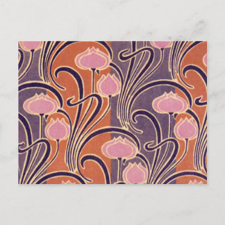 Postal Patrón Art Deco naranja