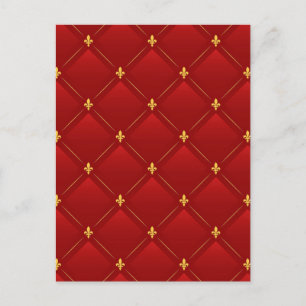 Postal patrón art nouveau rojo y dorado