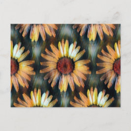Postal Patrón Artístico de Girasoles Otoño