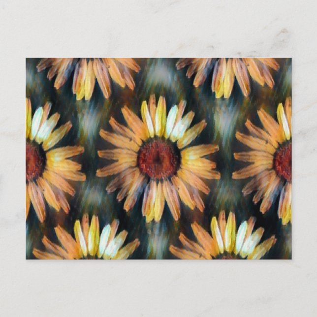 Postal Patrón Artístico de Girasoles Otoño (Anverso)
